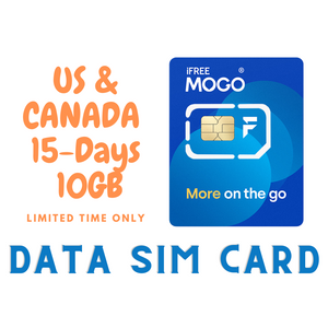 MOGO Global Data SIM Card | 15-Days 10GB US & Canada Data Pack | As low as $1.80/GB